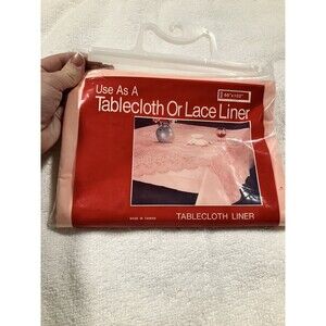 Pink Vinyl Kitchen Tablecloth Liner 66"X102" Linens